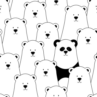 seamless pattern with white polar bears and panda for design