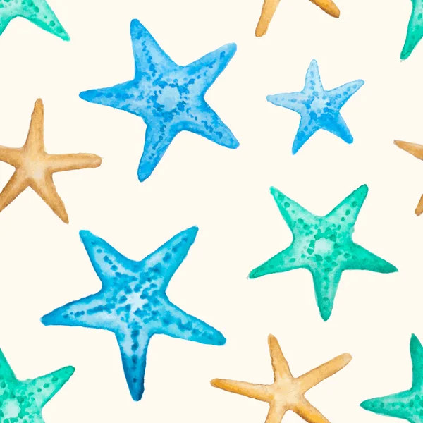 Vektör tasarımı için suluboya deniz yıldızı ile seamless modeli
