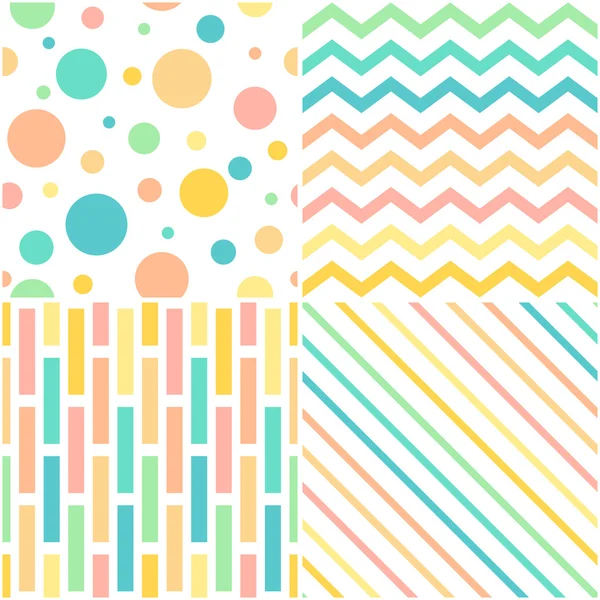 Four vector abstract seamless patterns pastel colors for design — Stock Vector