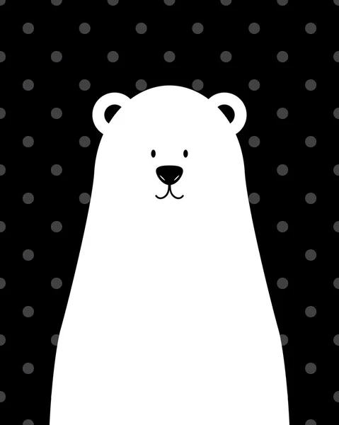 siyah bir arka plan tasarımı için sevimli beyaz kutup ayısı