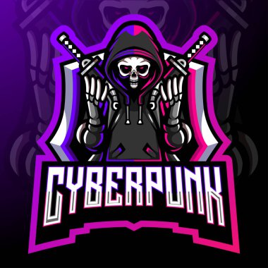 Siber punk maskotu. esport logo tasarımı