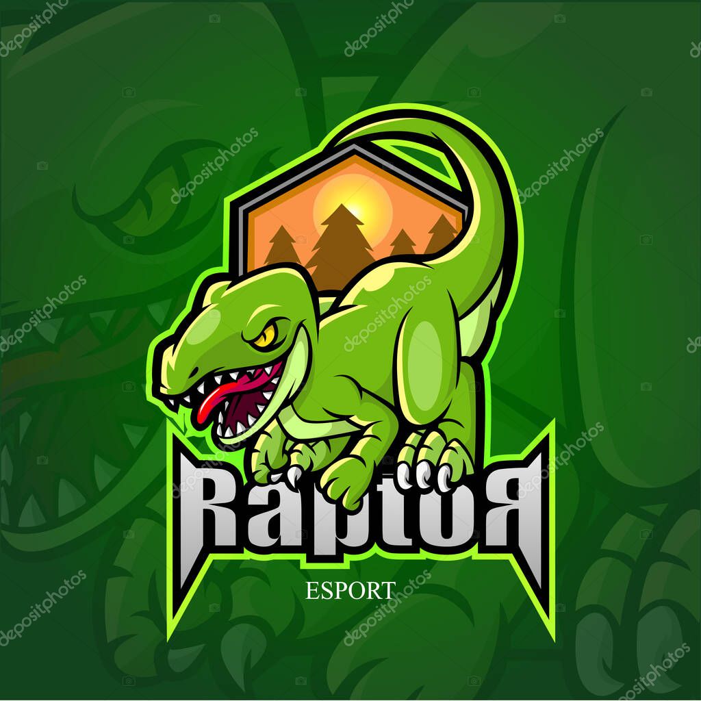 Raptor mascot esport logo design.