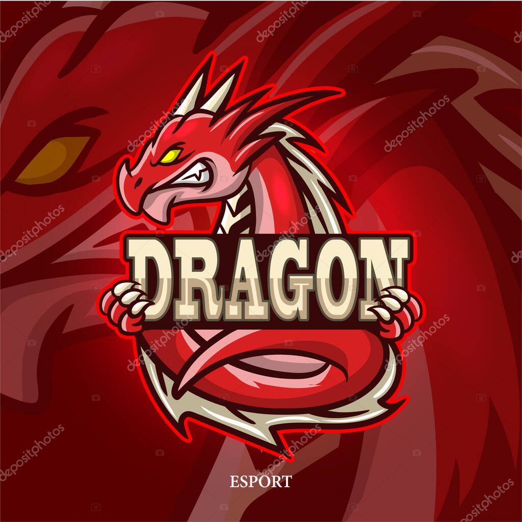 Dragon mascot esport logo design.
