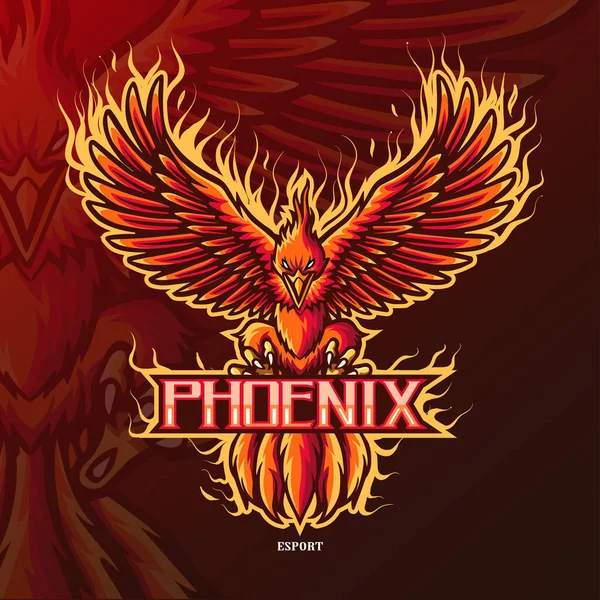 Phoenix Mascot Esport Logo Design — Stock Vector