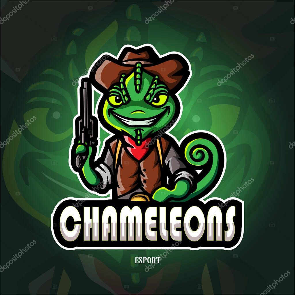 Chameleon mascot esport logo design