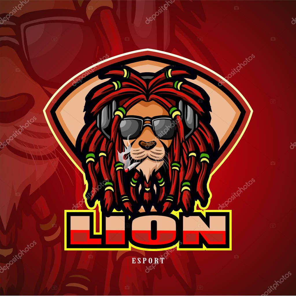 Lion mascot esport logo design