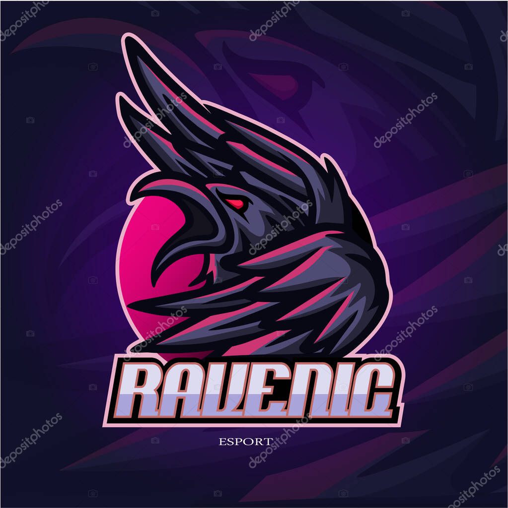 Raven crow mascot esport logo design