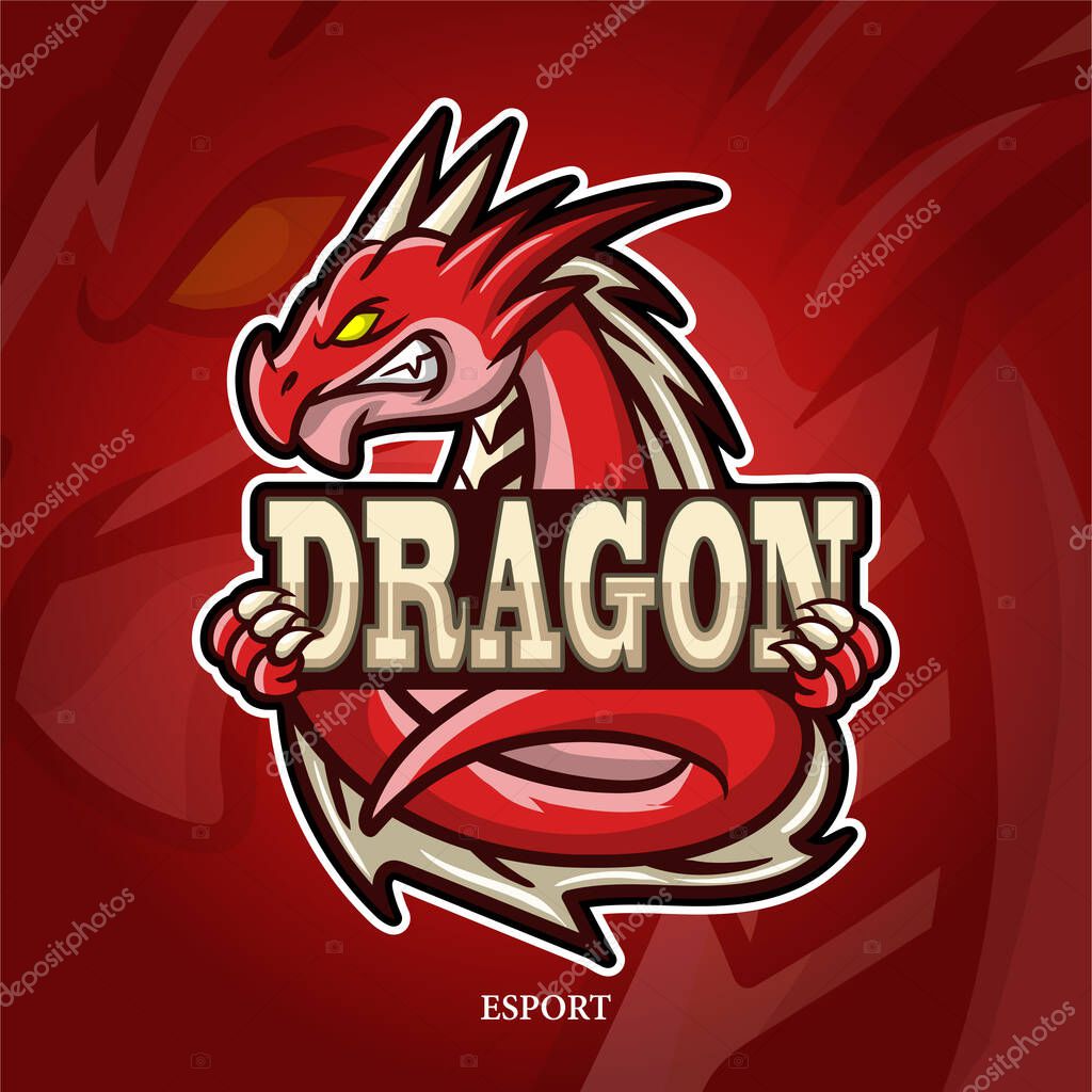 Dragon mascot esport logo design.