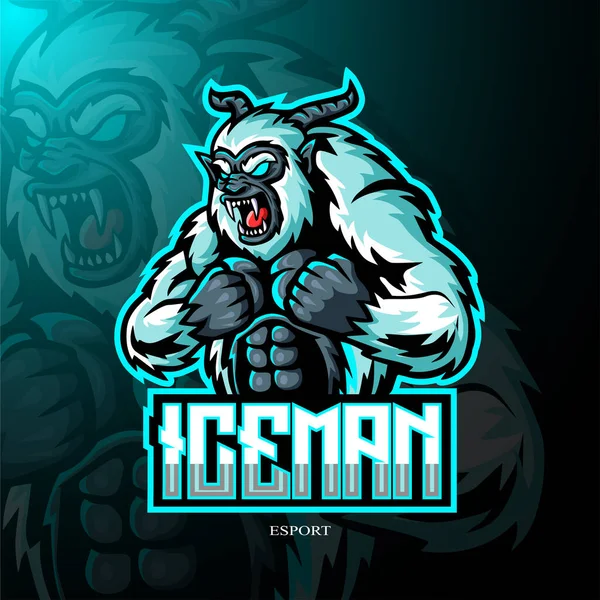 Yeti Mascote Esport Logotipo Design — Vetor de Stock