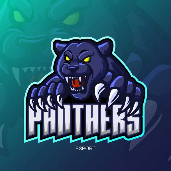 Panther Esport Mascotte Logo Ontwerp — Stockvector