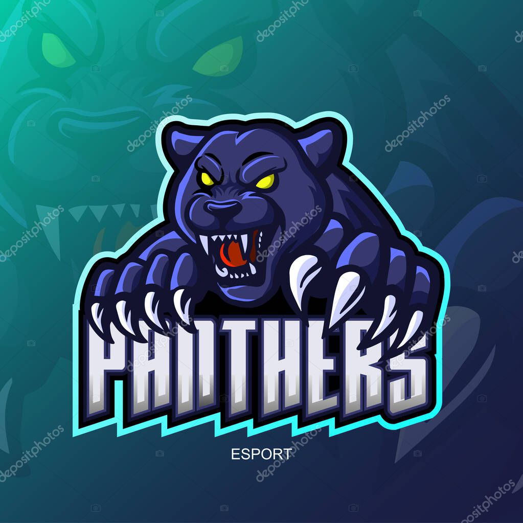 Panther esport mascot logo design.