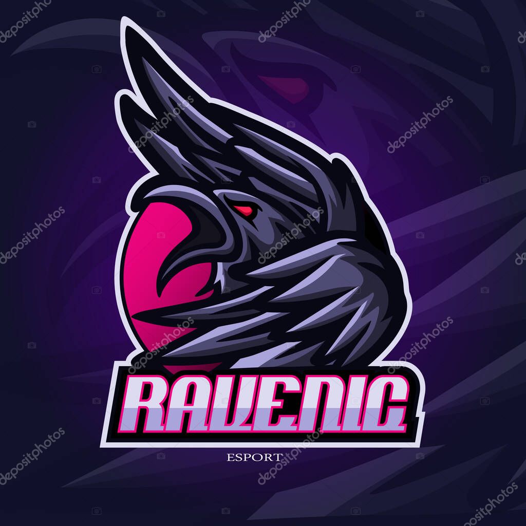 Raven crow mascot esport logo design