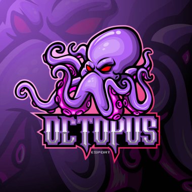Kraken ahtapot maskotu spor esport logosu tasarımı.