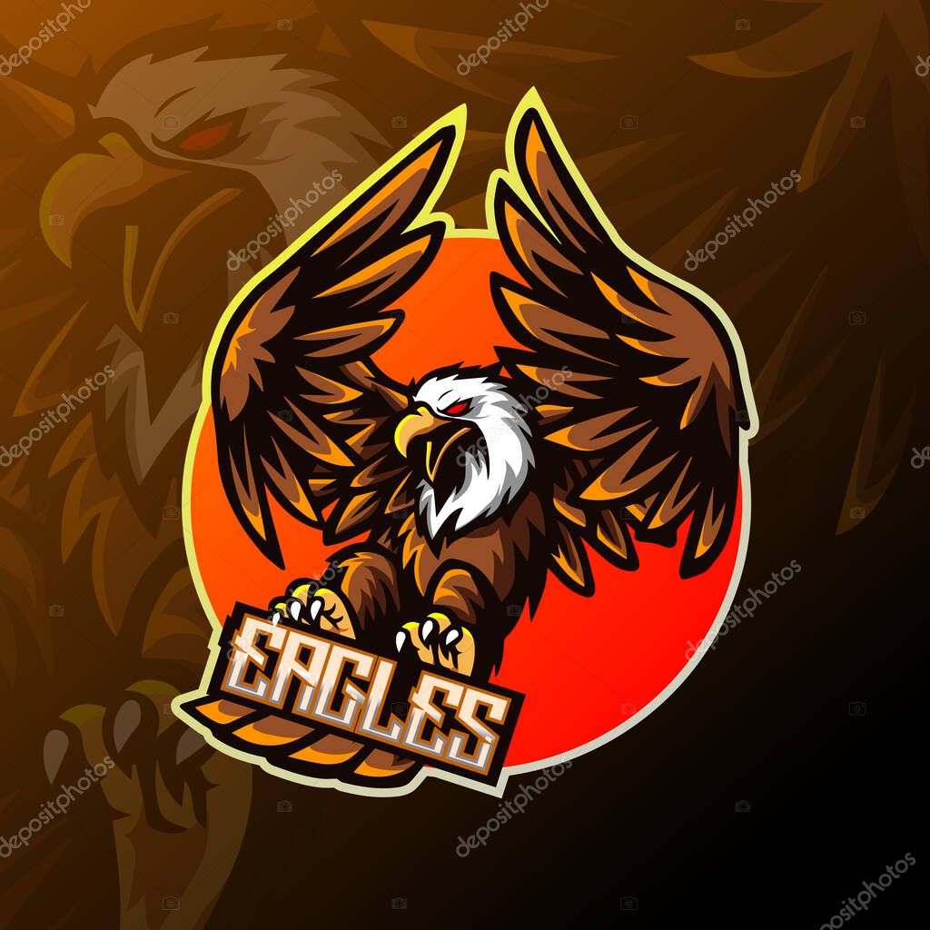 Eagle mascot sport esport logo design.