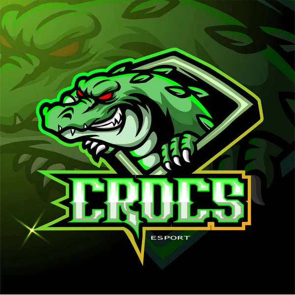 Crocodilo Mascote Esport Logotipo Design — Vetor de Stock