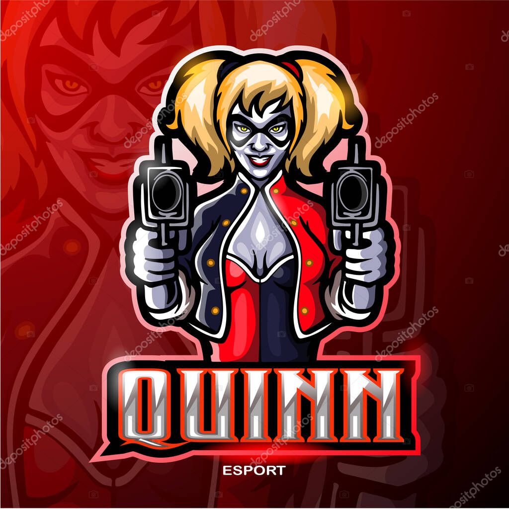 Girl gunner mascot esport logo design