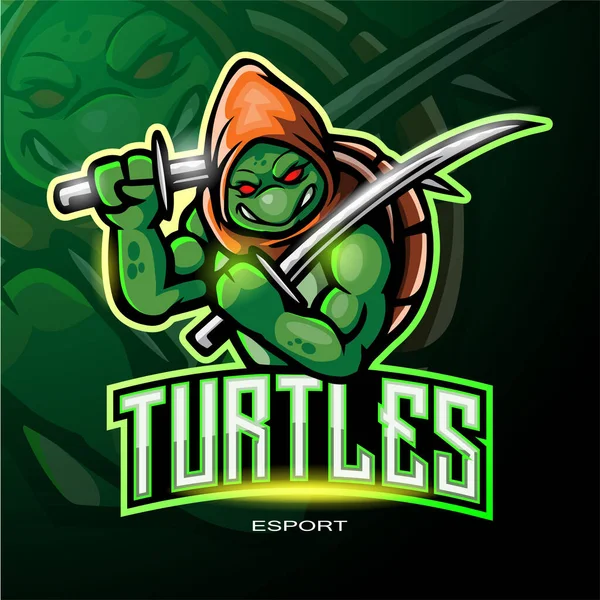 Tartaruga Esport Mascote Logotipo Design — Vetor de Stock