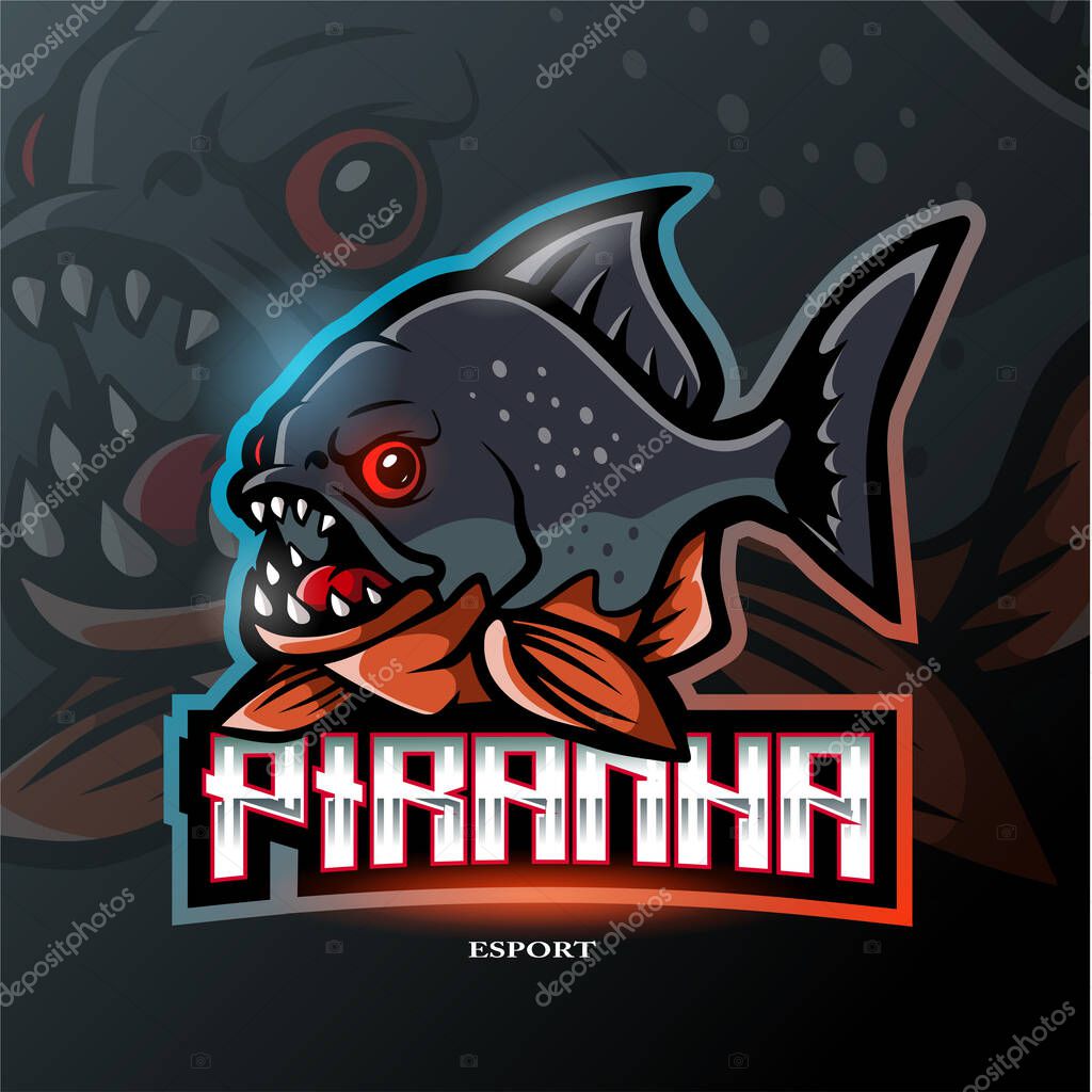 Piranha esport logo mascot design