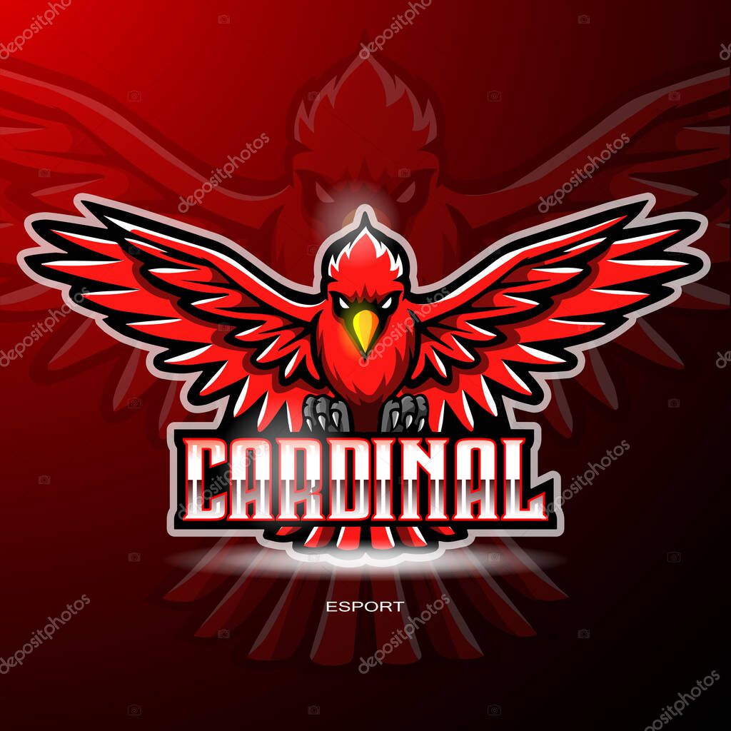 Cardinal bird esport logo mascot  design