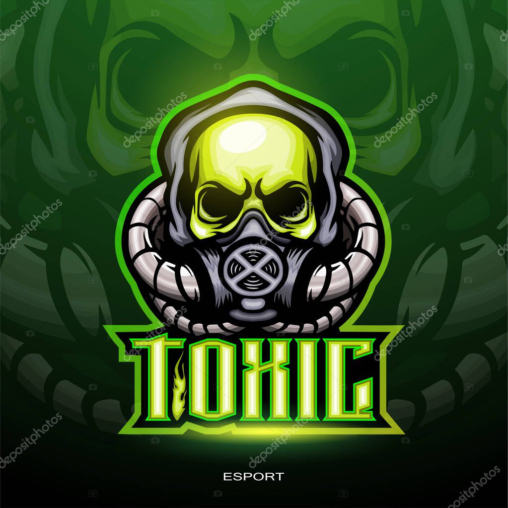 Toxic skull mascot esport logo design