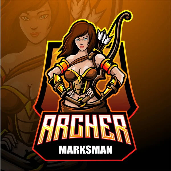 Archer Esport Logotipo Mascote Design — Vetor de Stock