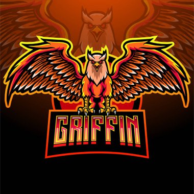 Griffin kuş esport logosu maskot tasarımı.