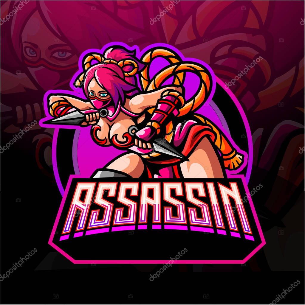 Assassin ninja esport logo mascot design