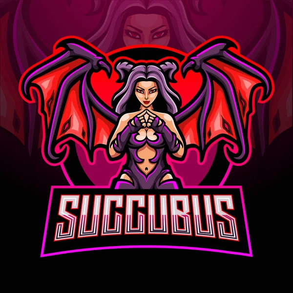 Succubus Esport Logo Disegno Della Mascotte — Vettoriale Stock