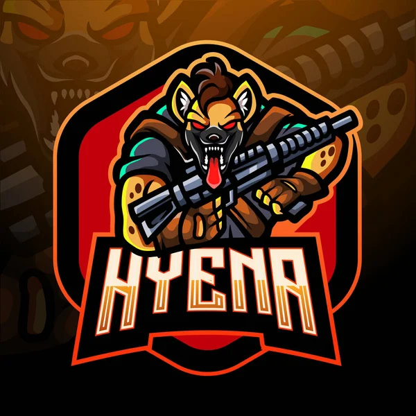 Hyena Střelec Esport Logo Maskot Design — Stockový vektor