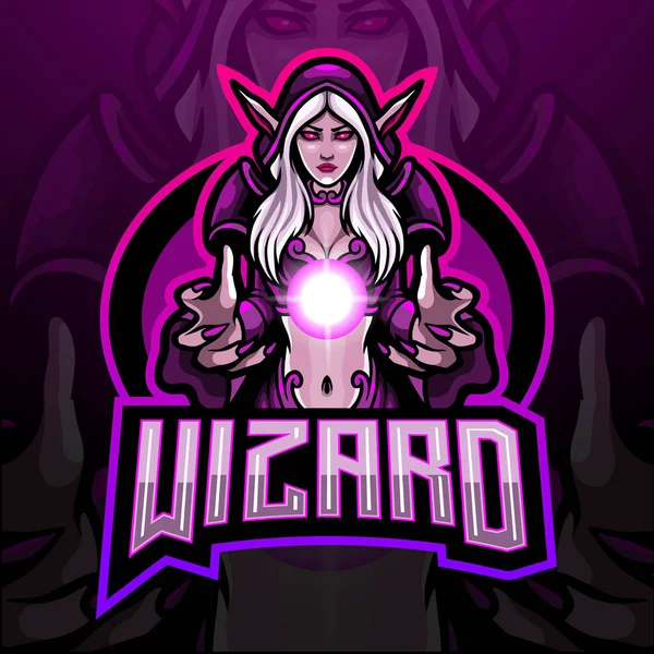 Wizard Esport Logo Mascotte Ontwerp — Stockvector