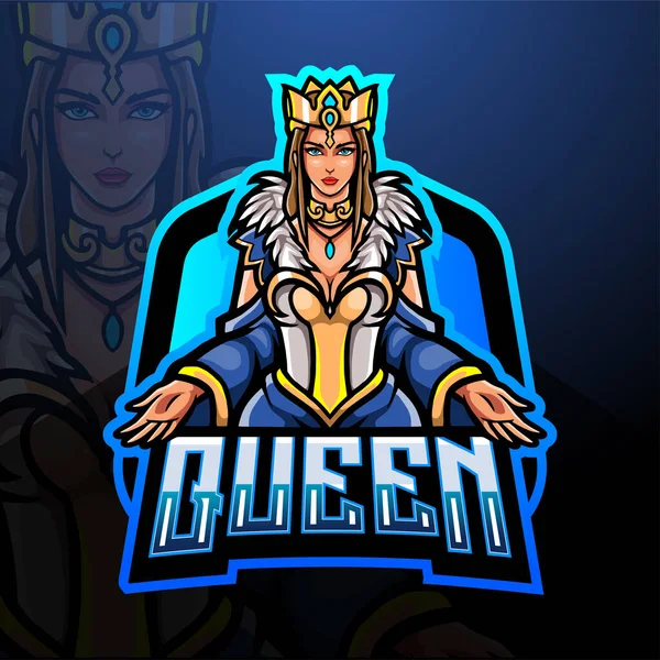 Queen Esport Logotipo Mascote Design —  Vetores de Stock