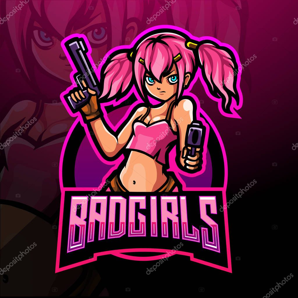 Bad girl esport logo mascot design