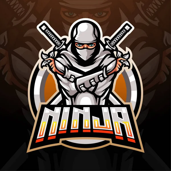 Beyaz ninja esport logo maskotu tasarımı
