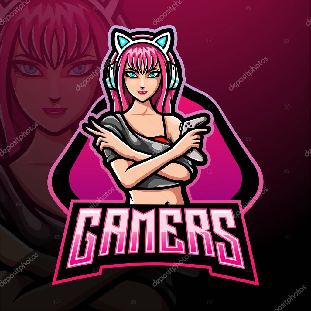 Ladies gamers esport logo mascot design