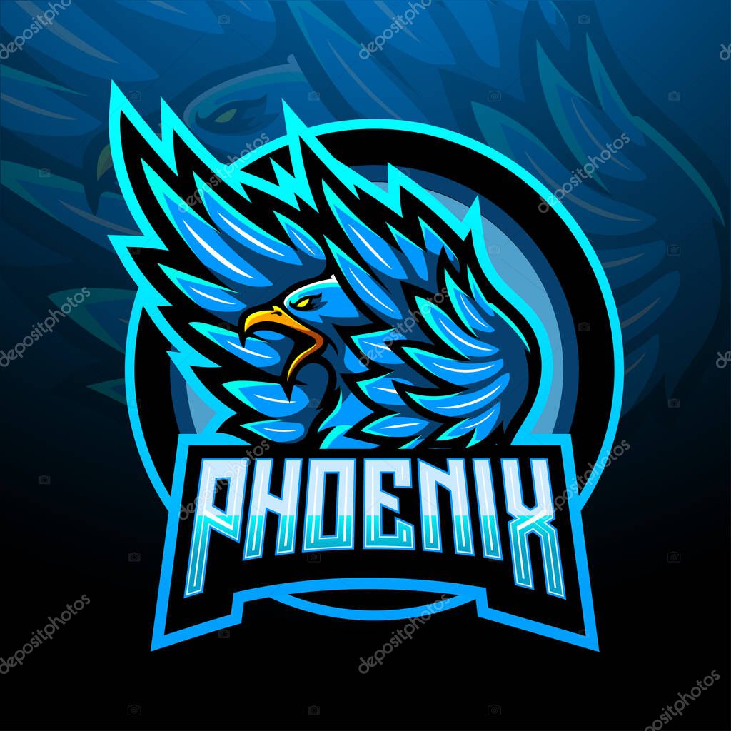 Blue phoenix esport logo mascot design
