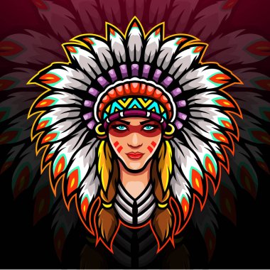 American indian esport logo mascot design. clipart