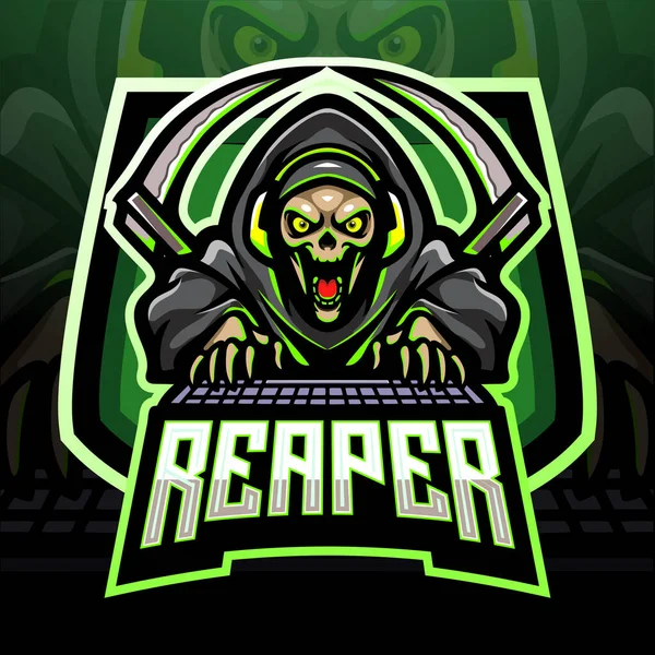 Reaper Jogos Esport Logotipo Mascote Design — Vetor de Stock