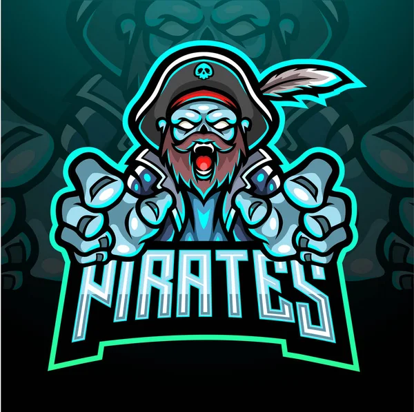 Piratas Esport Logotipo Mascote Design —  Vetores de Stock