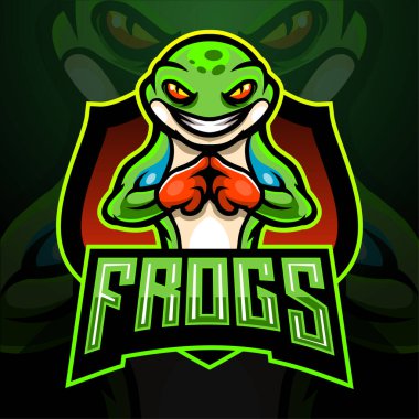 Kurbağa esport logosu maskot tasarımı