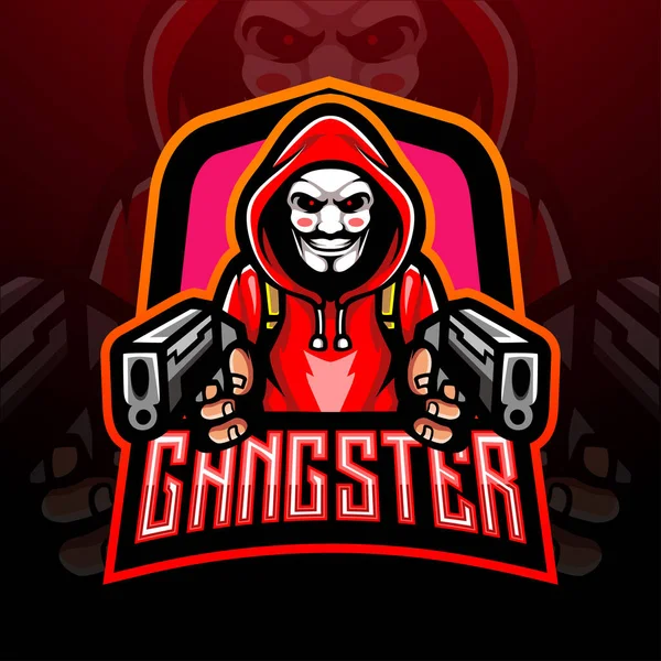 Gangster Esport Logotipo Mascote Design — Vetor de Stock