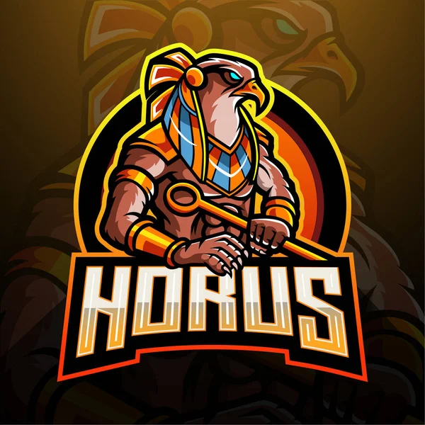 Horus Esport Logosunun Efendisi Maskot Logosu Tasarımı — Stok Vektör