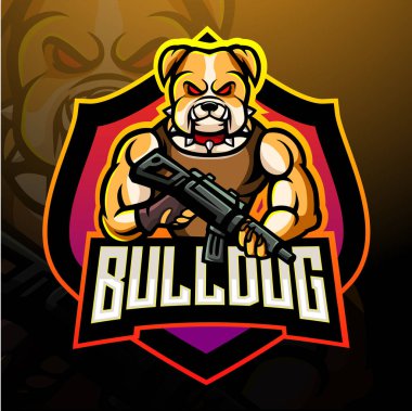 Bull dog esport logo maskotu tasarımı