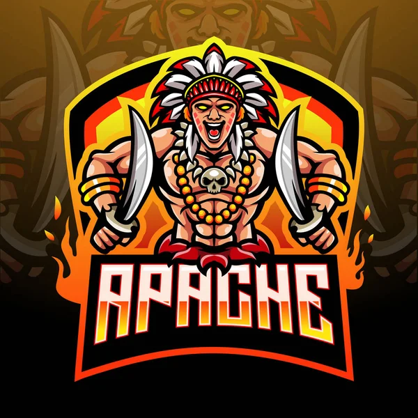 Triple Chief Esport Logo Maskot Design — Stockový vektor