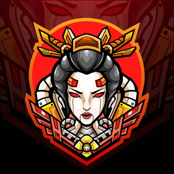 Geisha Mecha Esport Logo Mascotte Design — Image vectorielle