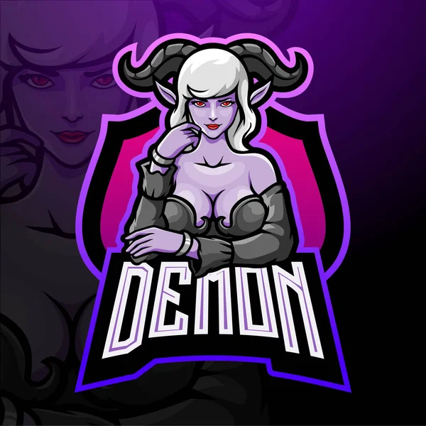 Demon Girl Esport Logo Mascot Design — Stock Vector