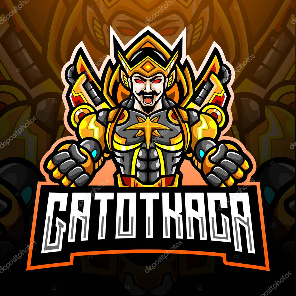 Gatotkaca esport logo mascot design