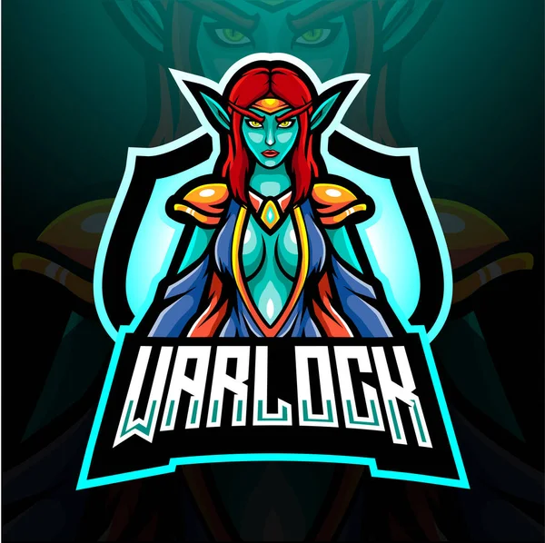 Warlock Esport Logo Disegno Della Mascotte — Vettoriale Stock