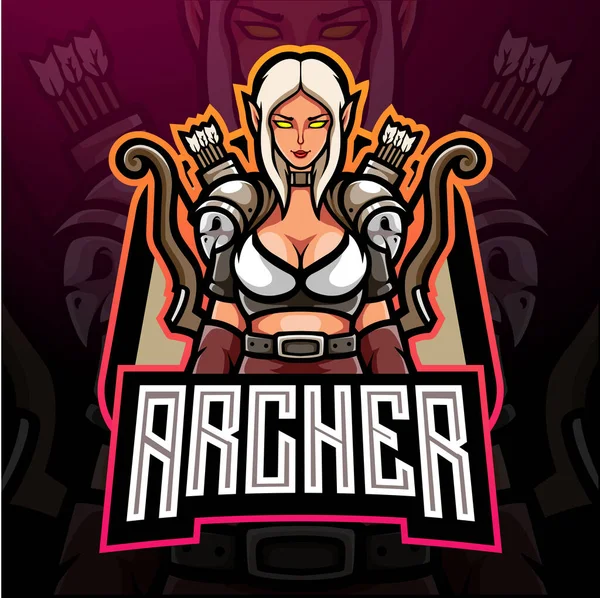 Archer Esport Logo Disegno Della Mascotte — Vettoriale Stock