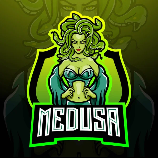 Medusa Esport Logo Mascot Design — Archivo Imágenes Vectoriales