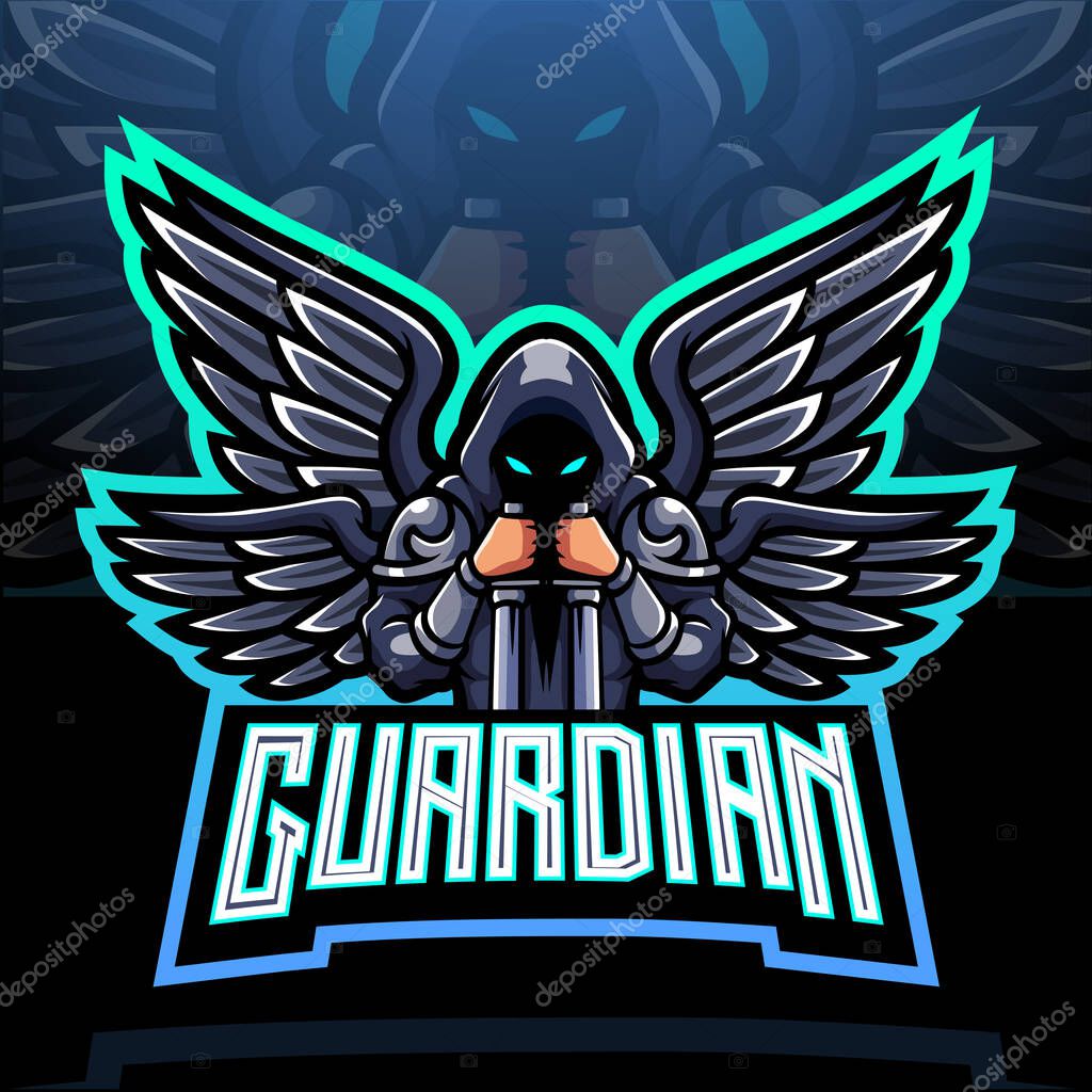 Guardian angel esport logo mascot design.
